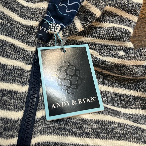 Andy & Evan Blue White Striped Kids zip up Hoodie and shorts size 7 NWT boy set - Picture 2 of 6